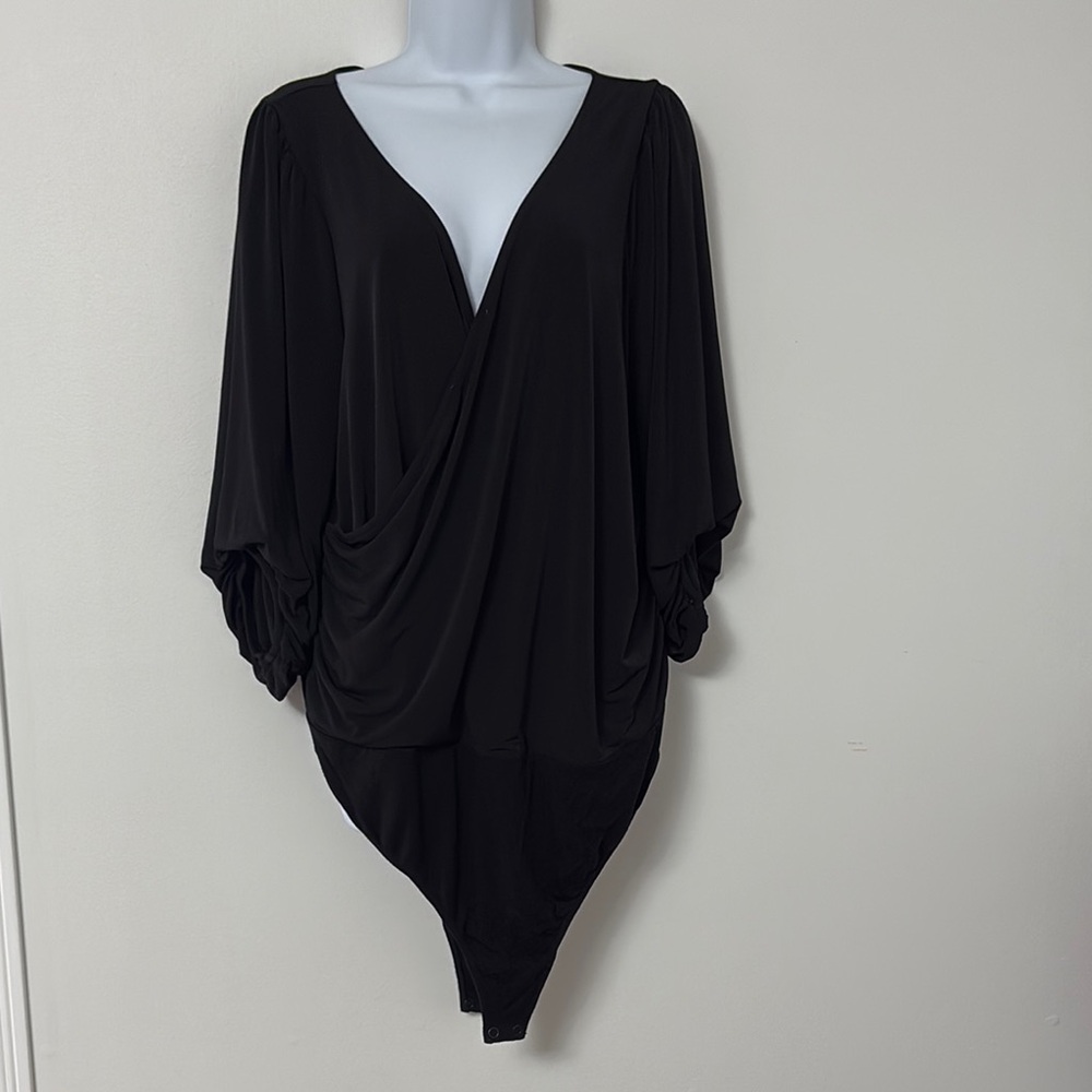 Torrid Black Draped Bodysuit
